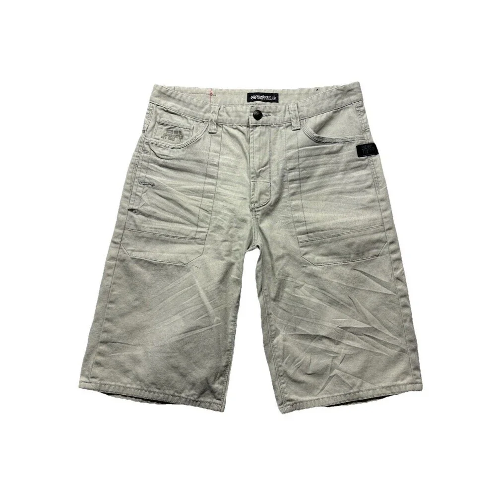 Ecko Unltd Shorts Mens 34 Gray Denim Deep Pockets Casual Workwear Y2K Baggy
